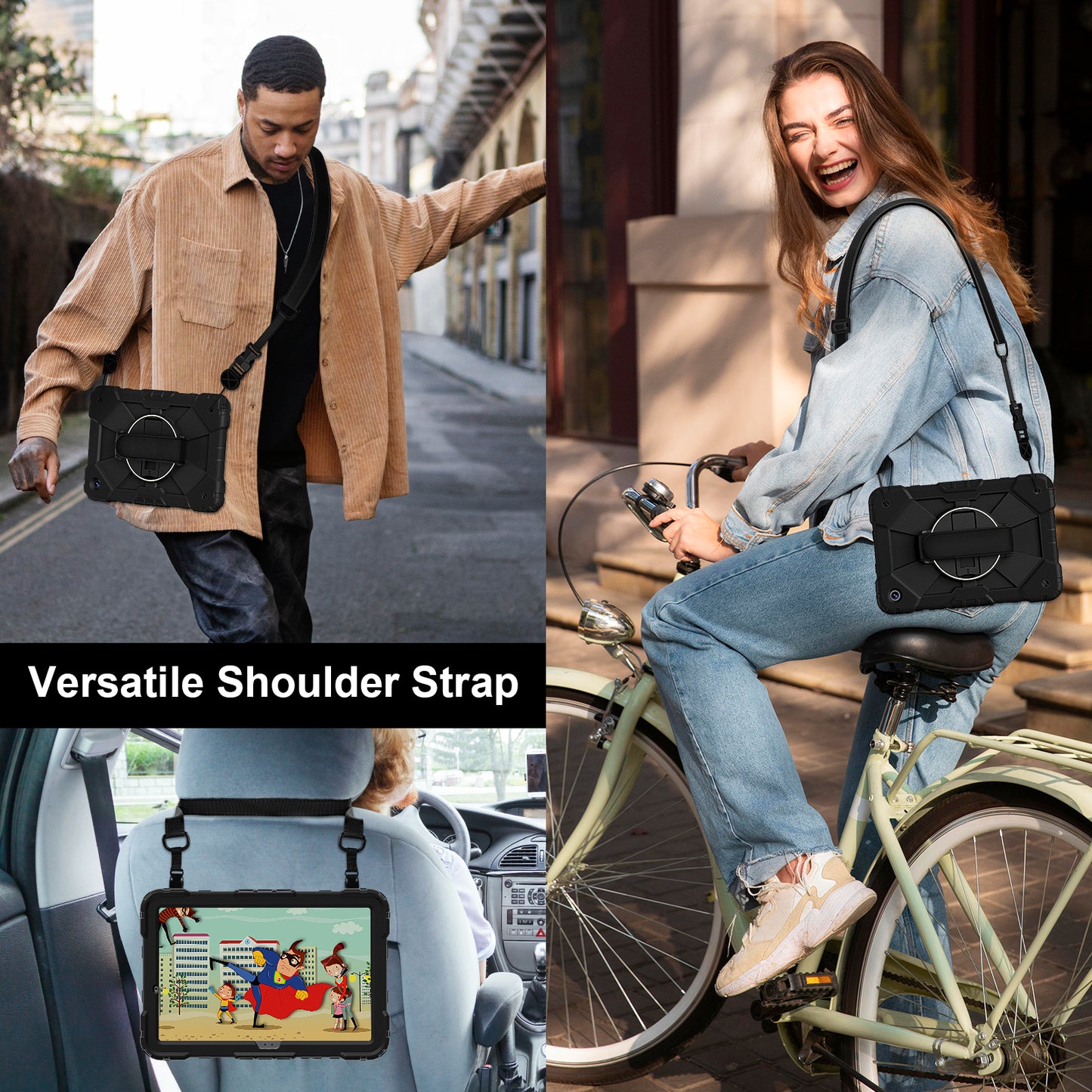 Rugged Stand Hard Case Shockproof Cover Strap For Samsung Tab A9 Plus