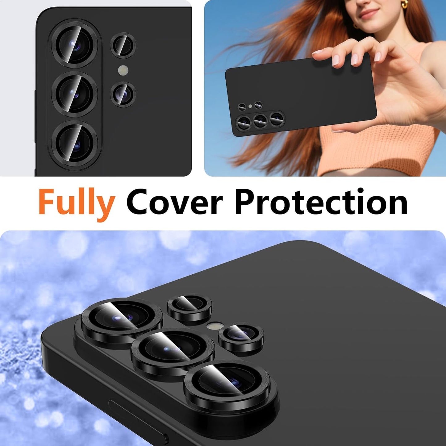 For Samsung Galaxy S26 Ultra Metal Camera Lens Glass Individual Eagle Protector Cover (Black)