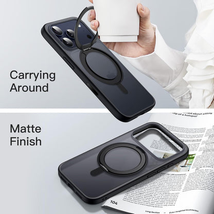 For iPhone 17 Pro (6.3") Magnetic MagSafe Shockproof Case Ring Stand Black Cover