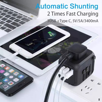 Type-C 3 USB Charger Universal World Travel Adapter EU UK AU US Plug Converter