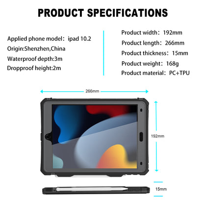 SHELLBOX Life Waterproof Case ShockProof Cover For iPad 7/8/9 gen 10.2" (2019/2020/2021)