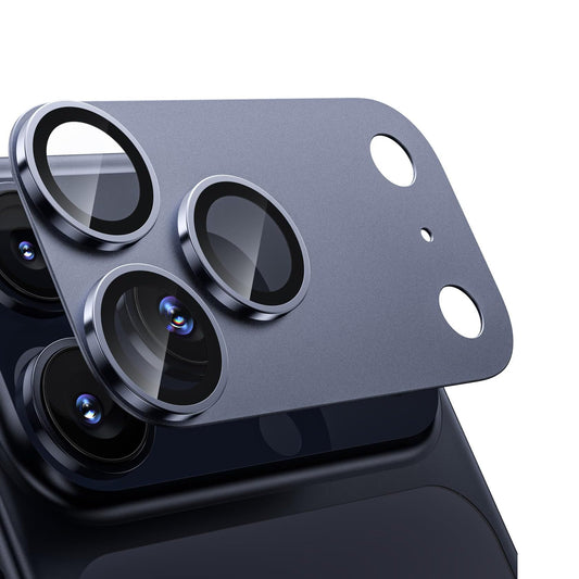 iPhone 17 Pro Max Camera Lens Protector, Military Grade Aluminum Alloy & Tempered Glass, Blue Titanium