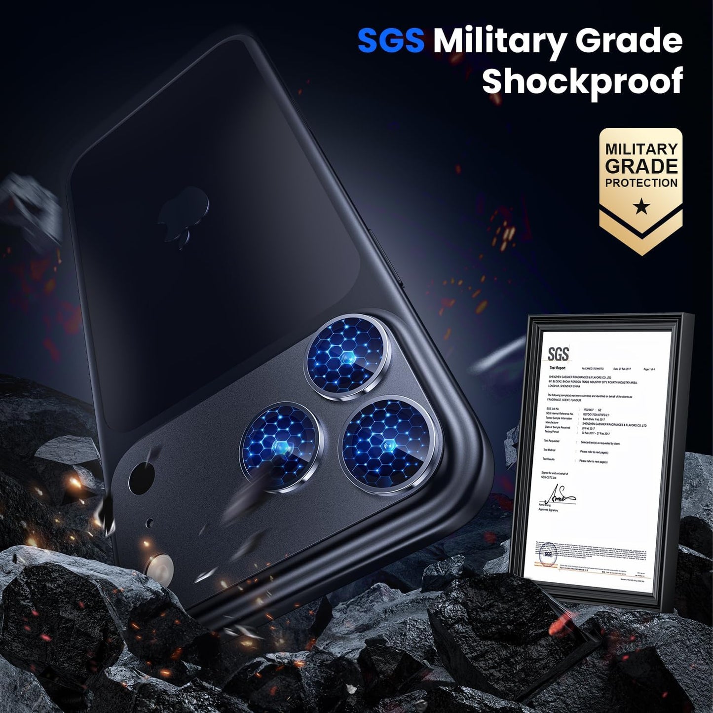 iPhone 17 Pro Max Camera Lens Protector, Military Grade Aluminum Alloy & Tempered Glass, Blue Titanium