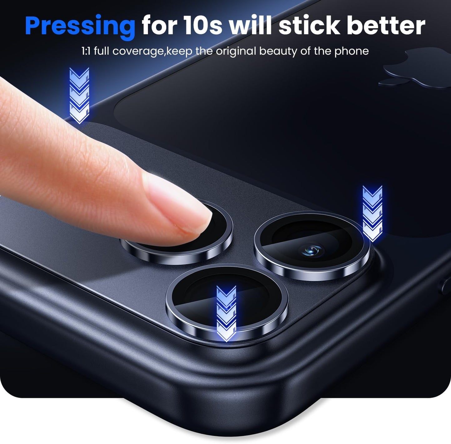 iPhone 17 Pro Max Camera Lens Protector, Military Grade Aluminum Alloy & Tempered Glass, Blue Titanium
