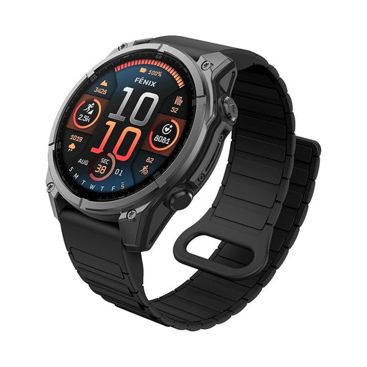 [22mm] For Garmin Fenix Quickfit Magnetic Silicone Sport Watch Strap (Black)