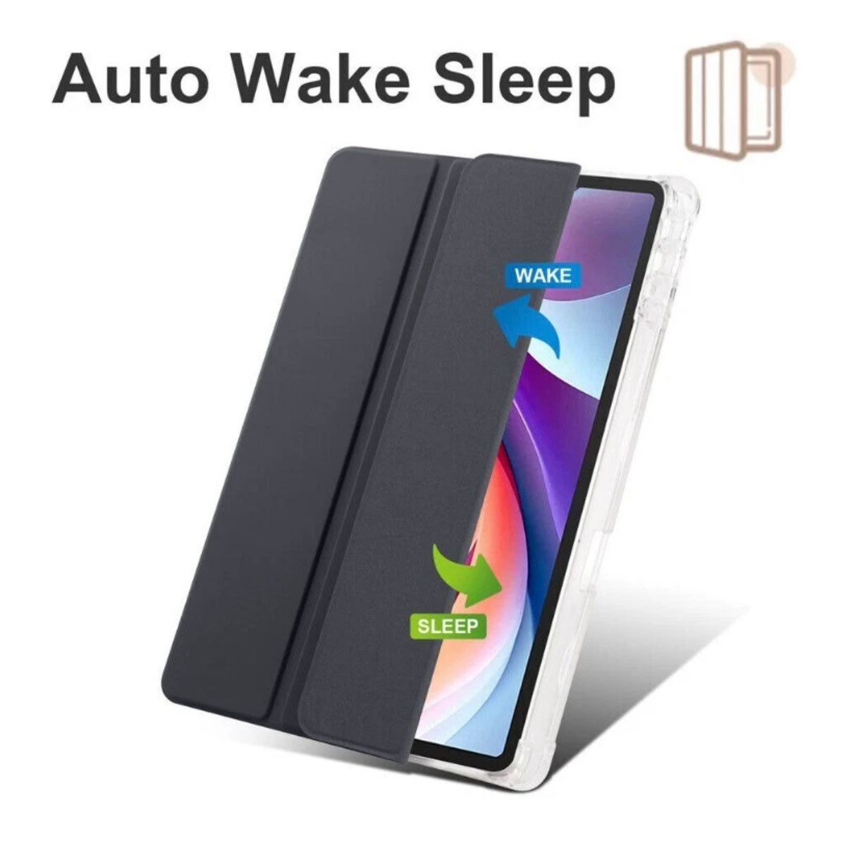 Smart Case for Lenovo Tab M11 11" 2024 TB330FU, Slim Tri-Fold Stand Cover with Pen Holder, Auto Wake/Sleep, Black
