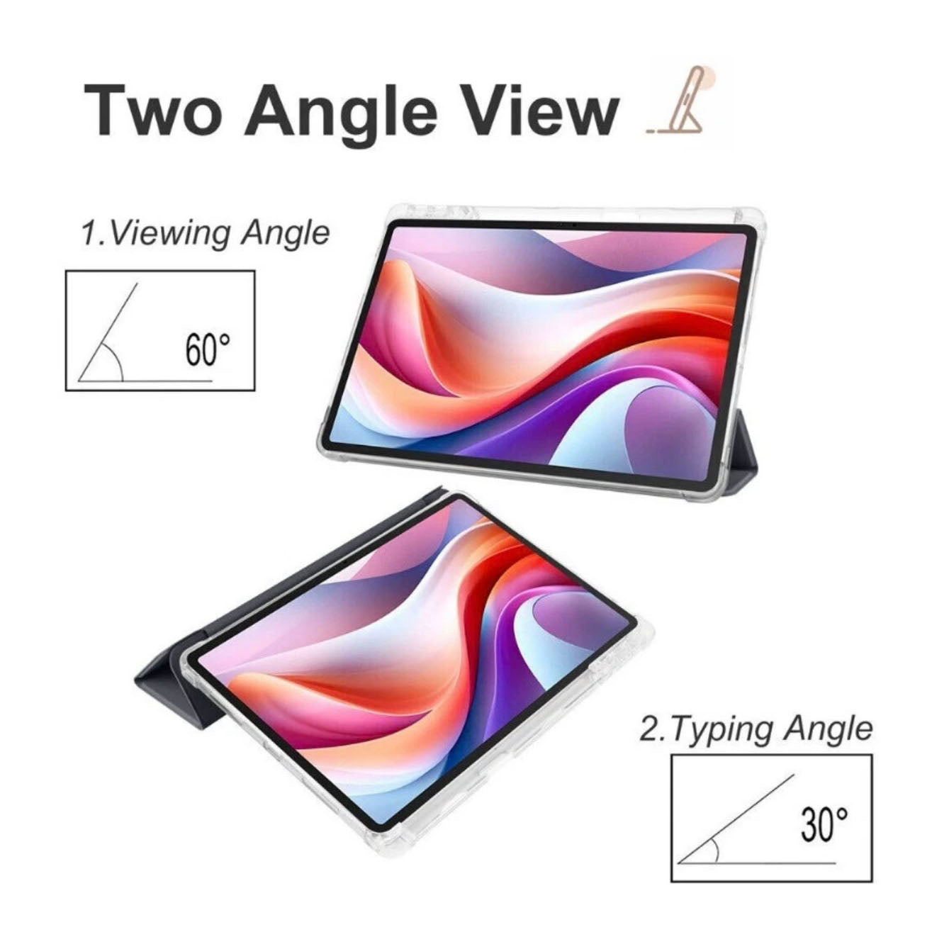 Smart Case for Lenovo Tab TB311 10.1" (2025), Slim Tri-Fold Stand Flip Cover with Pen Holder, Auto Wake/Sleep, Black