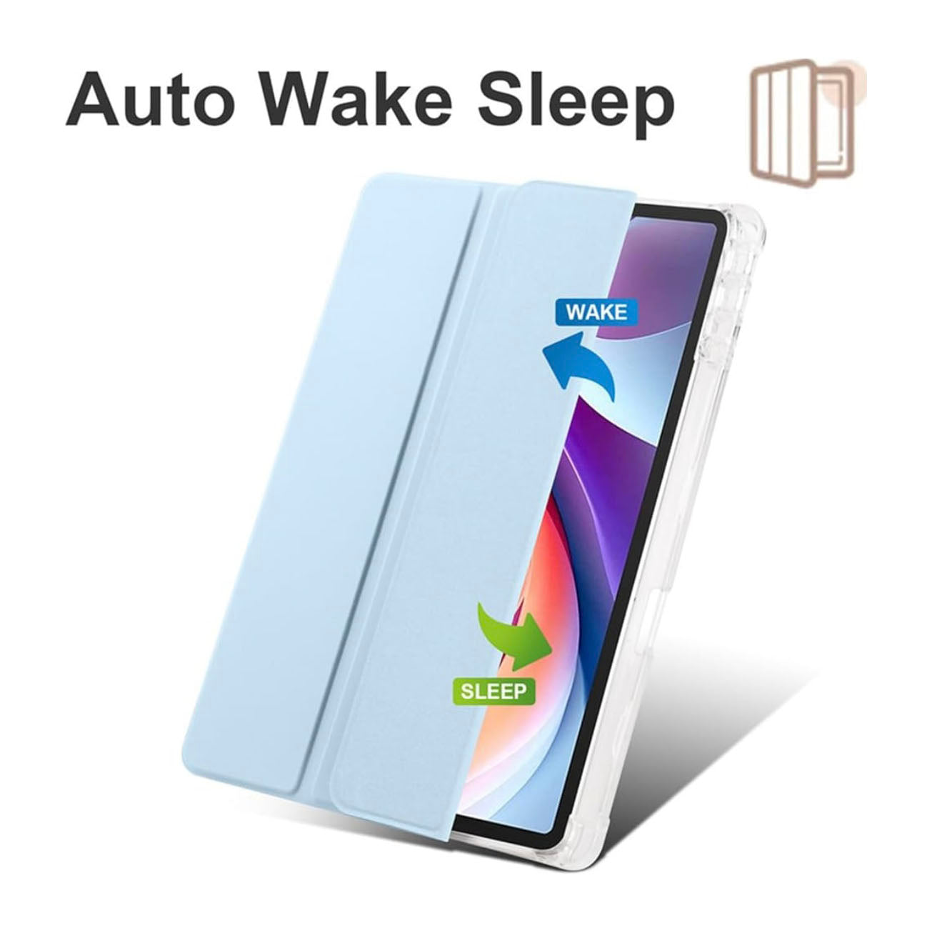 Smart Case for Lenovo Tab TB311 10.1" (2025), Slim Tri-Fold Stand Flip Cover with Pen Holder, Auto Wake/Sleep, Blue