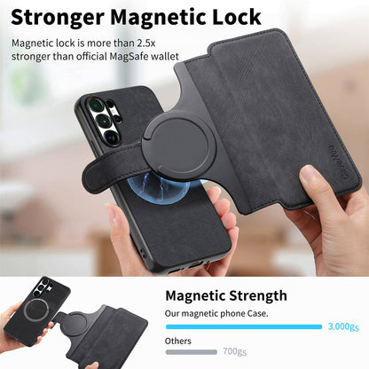 For Samsung Galaxy S26 Ultra (6.9”) Detachable Wallet Case Flip Leather Magsafe Magnetic Cover (Black)