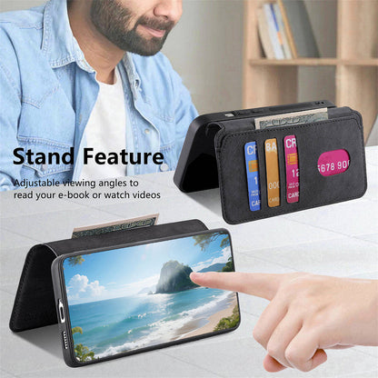 For Samsung Galaxy S26 Ultra (6.9”) Detachable Wallet Case Flip Leather Magsafe Magnetic Cover (Black)