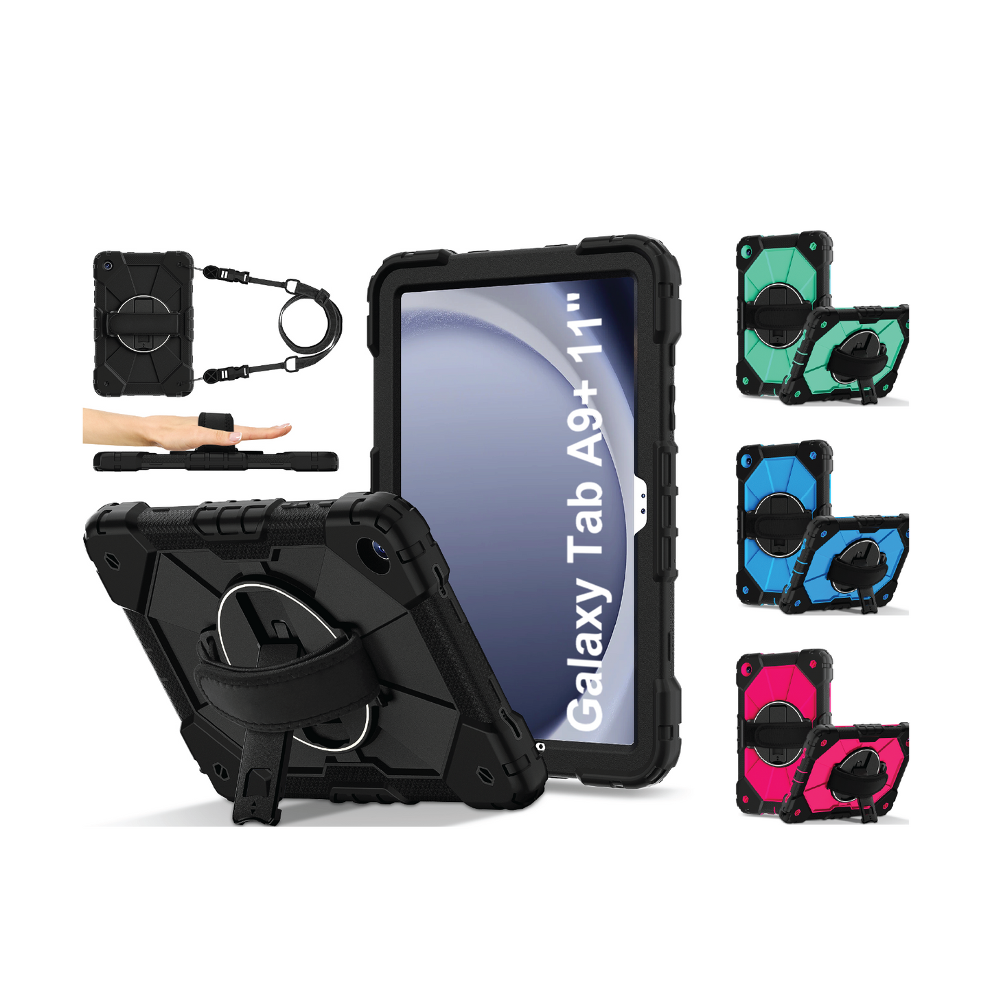 Rugged Stand Hard Case Shockproof Cover Strap For Samsung Tab A9 Plus