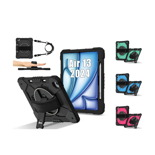 Rugged Stand Hard Case Shockproof Cover Strap For iPad Air 13" 2024 & 2025