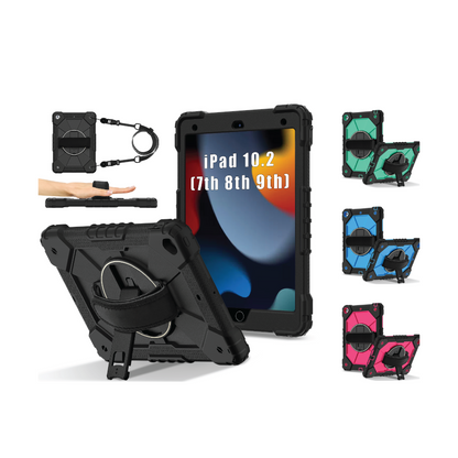 Rugged Stand Hard Case Shockproof Cover Strap For iPad 7/8/9 gen 10.2" (2019/2020/2021)