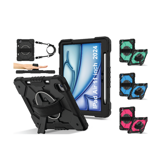 Rugged Stand Hard Case Shockproof Cover Strap For iPad Air 11" 2024 & 2025