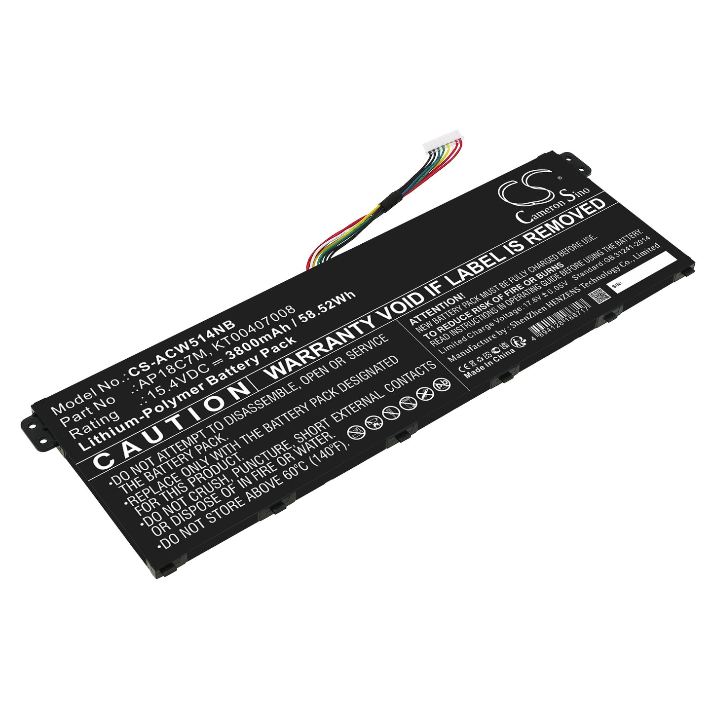 Cameron Sino AP18C7M, KT00407008 Battery Replacement [CS-ACW514NB]