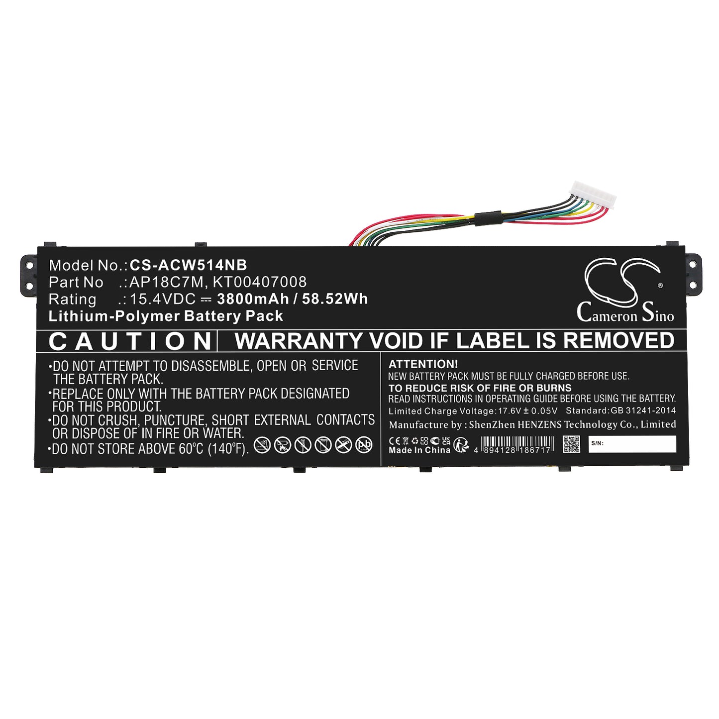 Cameron Sino AP18C7M, KT00407008 Battery Replacement [CS-ACW514NB]