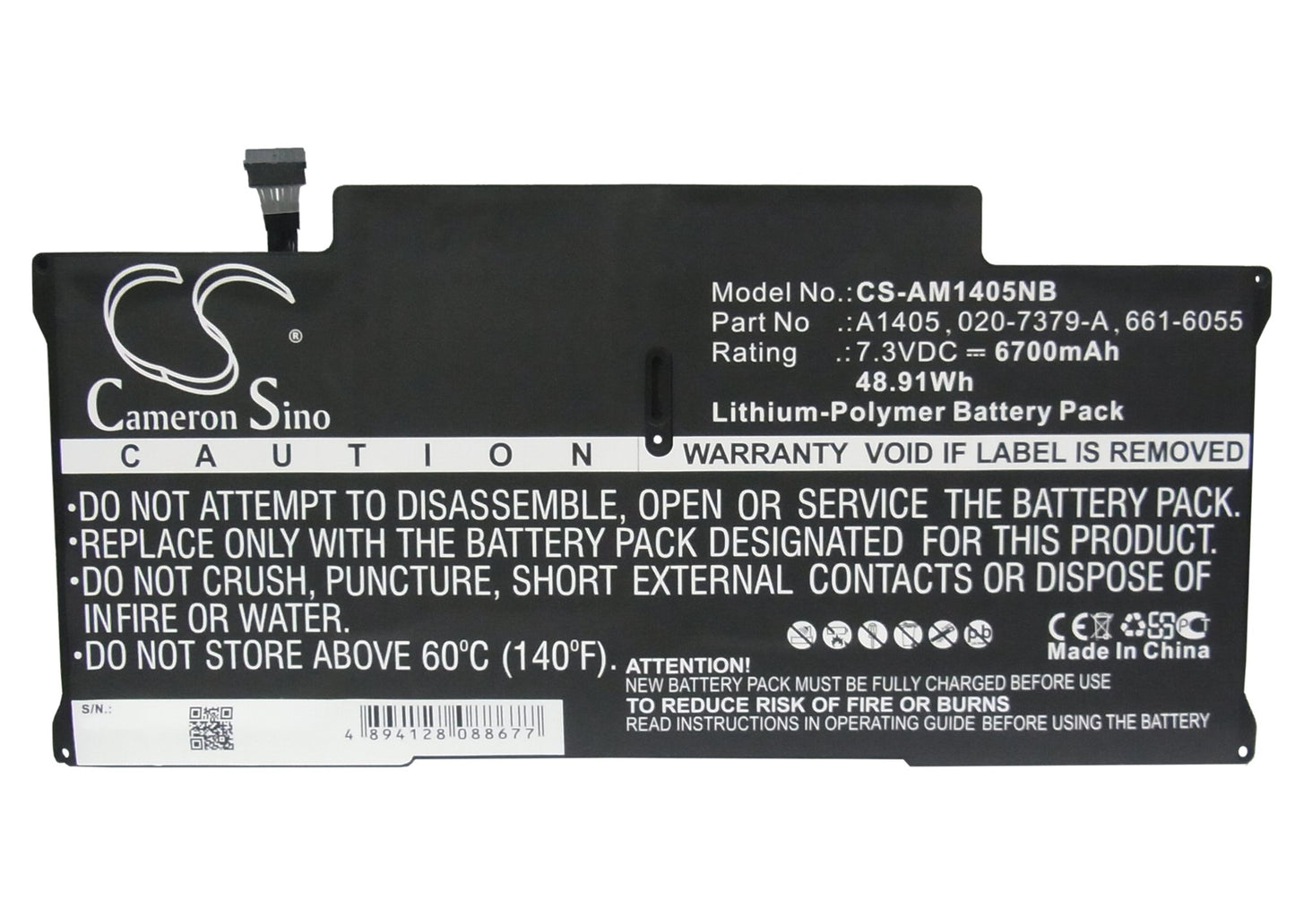 Cameron Sino A1405, 020-7379-A, 661-6055 Battery Replacement [CS-AM1405NB]