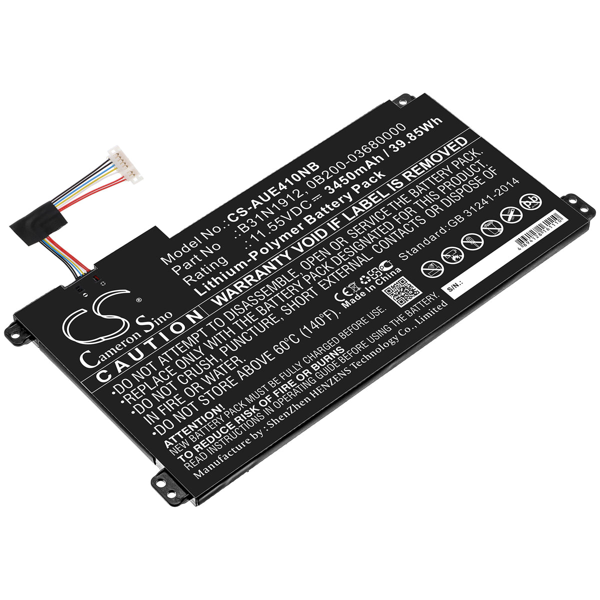 Cameron Sino B31N1912, 0B200-03680000 Battery Replacement [CS-AUE410NB]