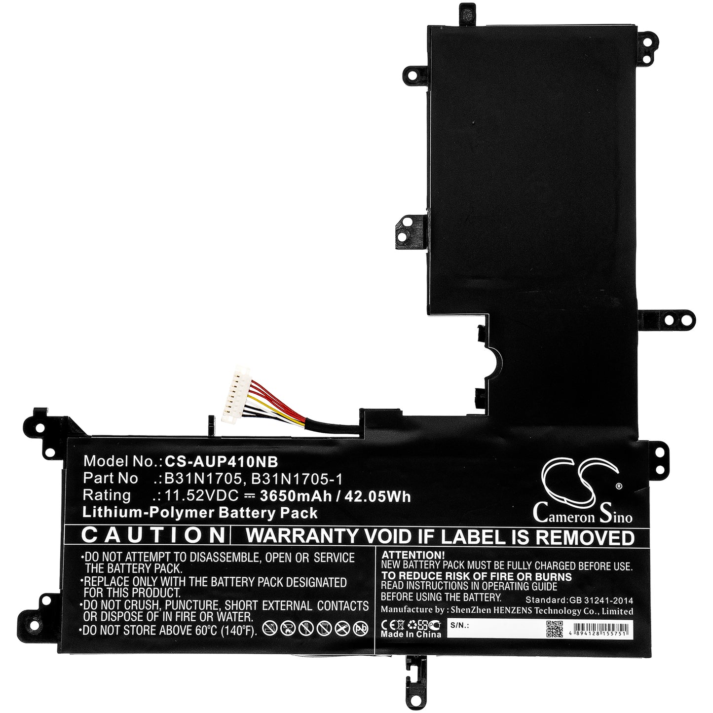 Cameron Sino B31N1705, B31N1705-1 Battery Replacement [CS-AUP410NB]