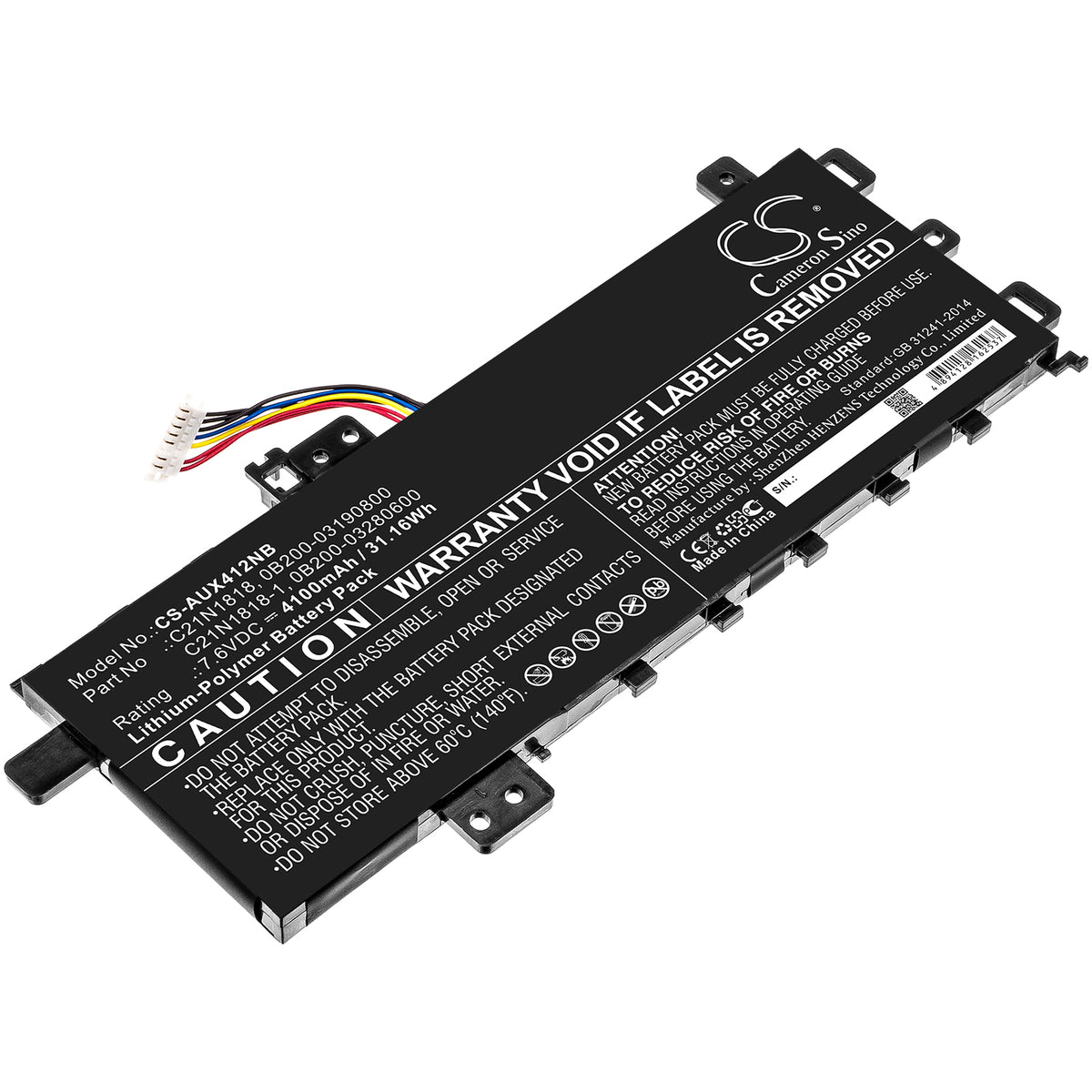 Cameron Sino C21PPJH, C21N1818, 2ICP7/60/80 Battery Replacement [CS-AUX412NB]