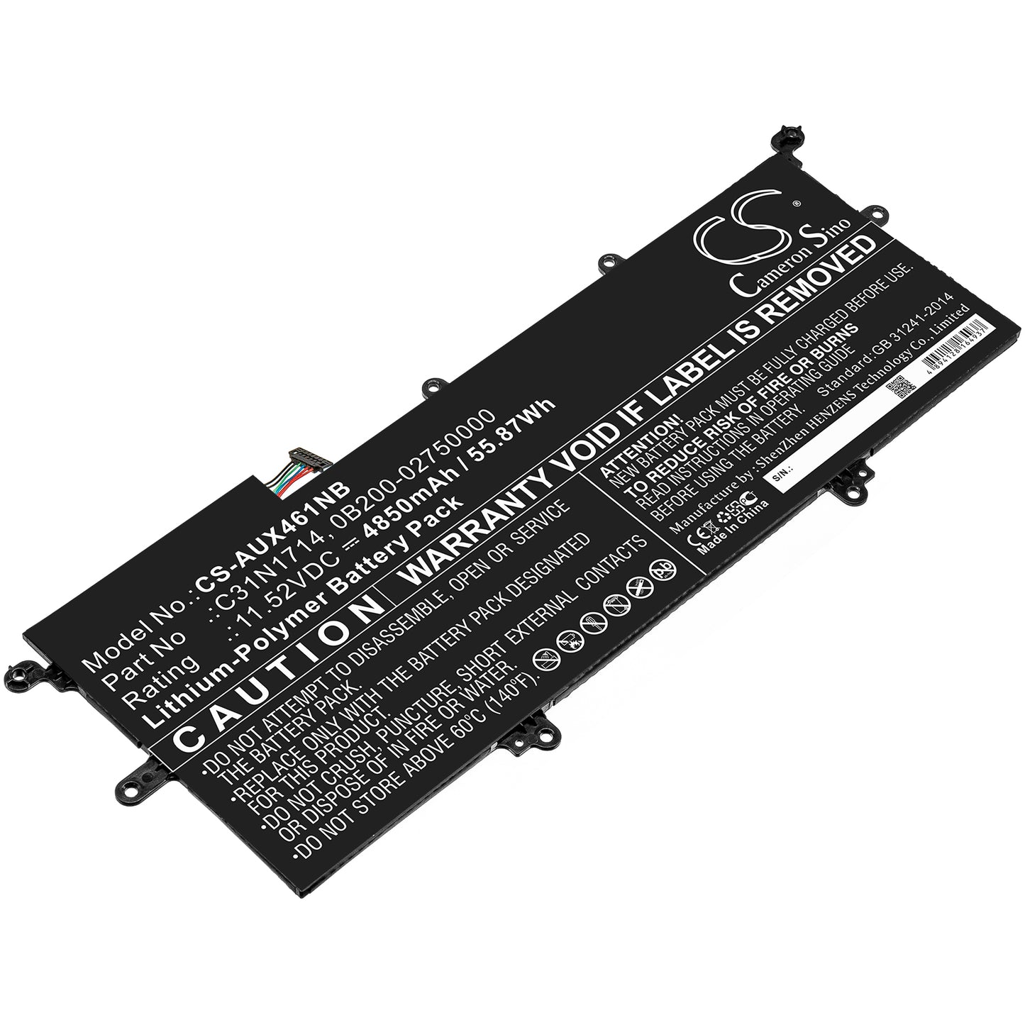 Cameron Sino C31N1714, 0B200-02750000 Battery Replacement [CS-AUX461NB]