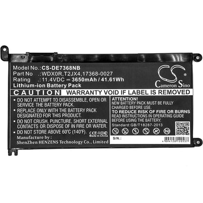 Cameron Sino WDX0R, T2JX4, 17368-0027 Battery Replacement [CS-DE7368NB]