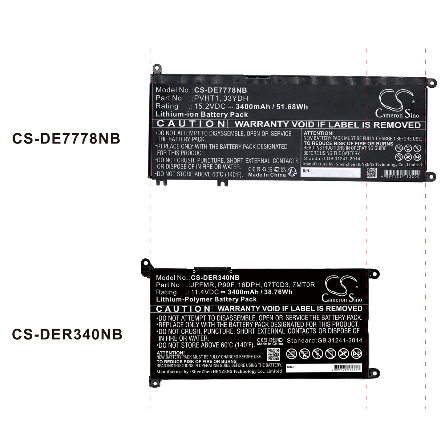 Cameron Sino CS-DE7778NB Battery – Compatible Replacement