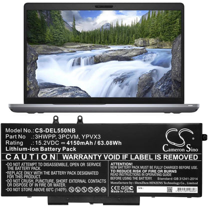 Cameron Sino 3HWPP, 3PCVM, YPVX3 Battery Replacement [CS-DEL550NB]