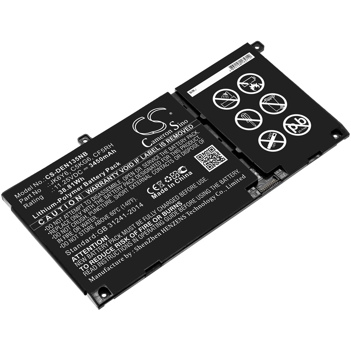 Cameron Sino Dell Vostro 14 5402 Inspiron 13 5301 JK6Y6 CF5RH Battery Replacement [CS-DEN135NB]