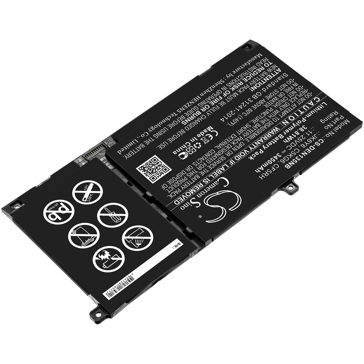 Cameron Sino Dell Vostro 14 5402 Inspiron 13 5301 JK6Y6 CF5RH Battery Replacement [CS-DEN135NB]