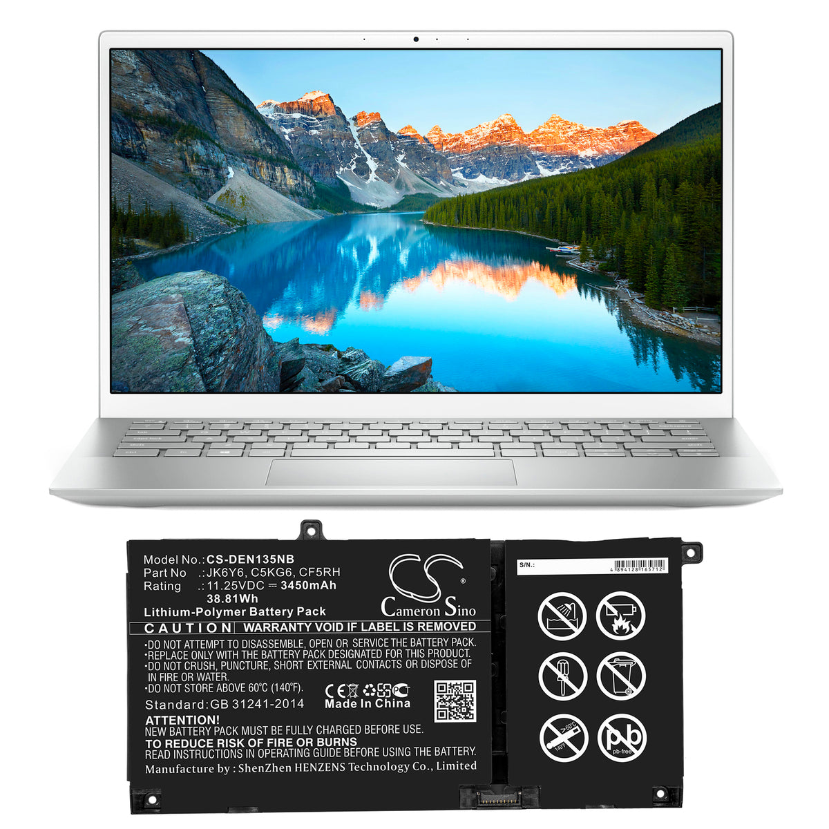 Cameron Sino Dell Vostro 14 5402 Inspiron 13 5301 JK6Y6 CF5RH Battery Replacement [CS-DEN135NB]