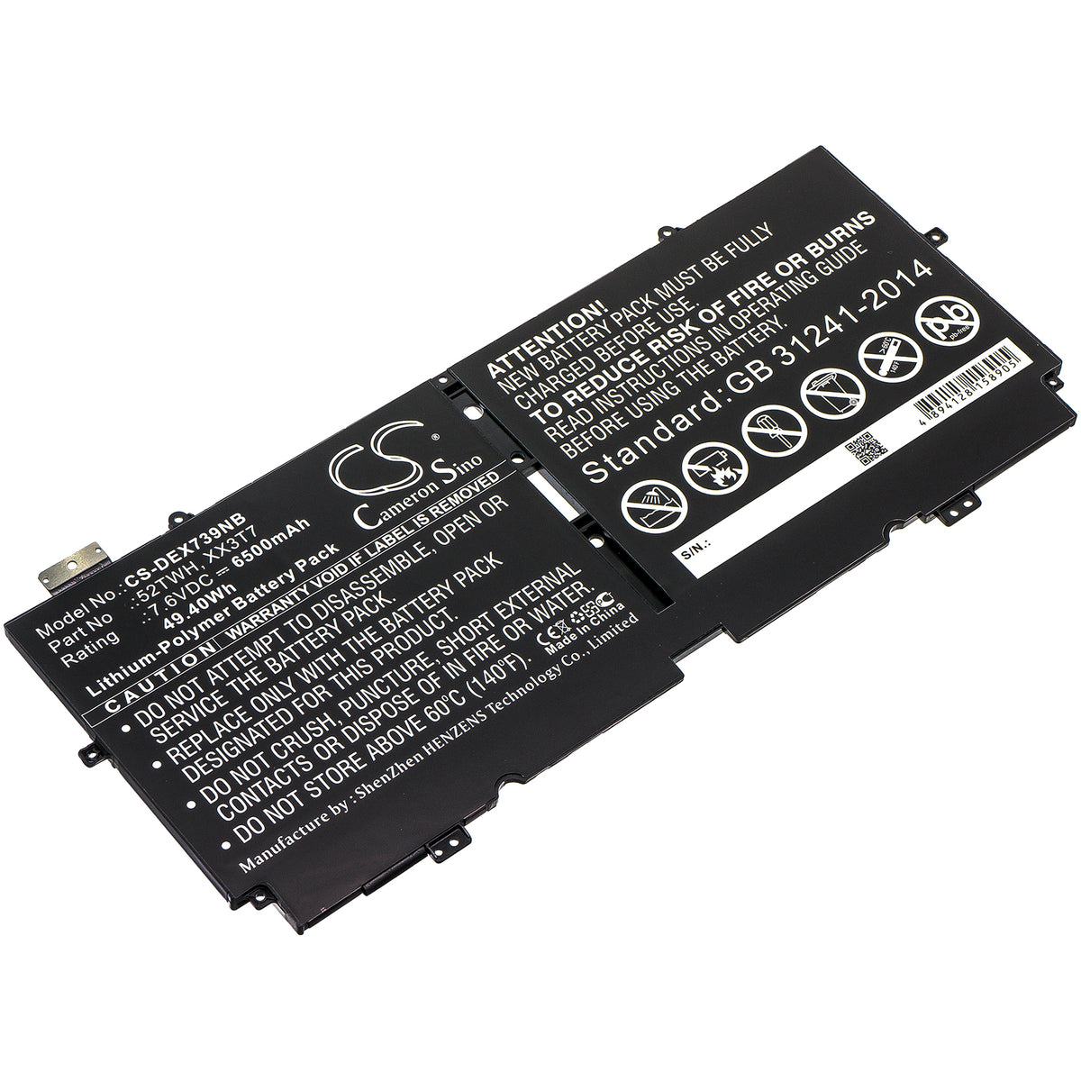 Cameron Sino Dell XPS 13 7390 52TWH XX3T7 Battery Replacement [CS-DEX739NB]