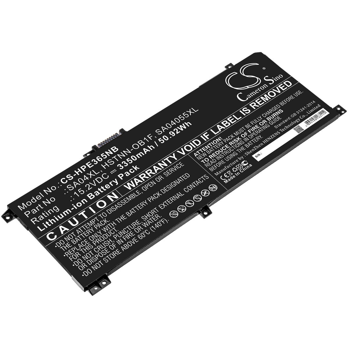 Cameron Sino SA04XL,  HSTNN-OB1F, SA04055XL Battery Replacement [CS-HPE365NB]