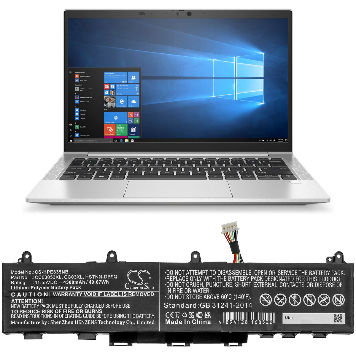 Cameron Sino CC03XL, CC03053XL, HSTNN-DB9Q, HSTNN-IB9F, HSTNN-LB8Q, HSTNN-UB8W Battery Replacement [CS-HPE835NB]