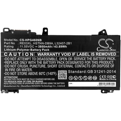 Cameron Sino RE03XL, HSTNN-DB9A, L32407-2B1 Battery Replacement [CS-HPG460NB]