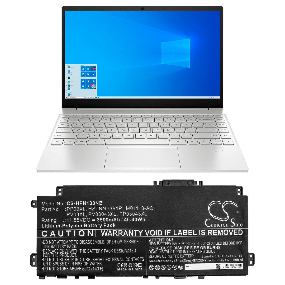 Cameron Sino HP Pavilion 13-BB 14-DV 15-EH PP03XL PV03XL Battery Replacement [CS-HPN130NB]