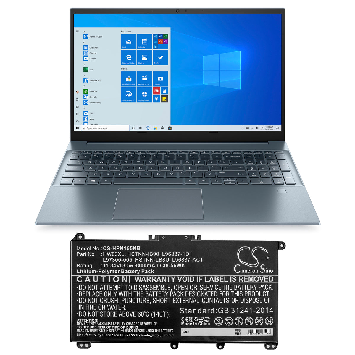 Cameron Sino HP Pavilion 15 15-EG0000 HW03XL HSTNN-IB9O Battery Replacement [CS-HPN155NB]