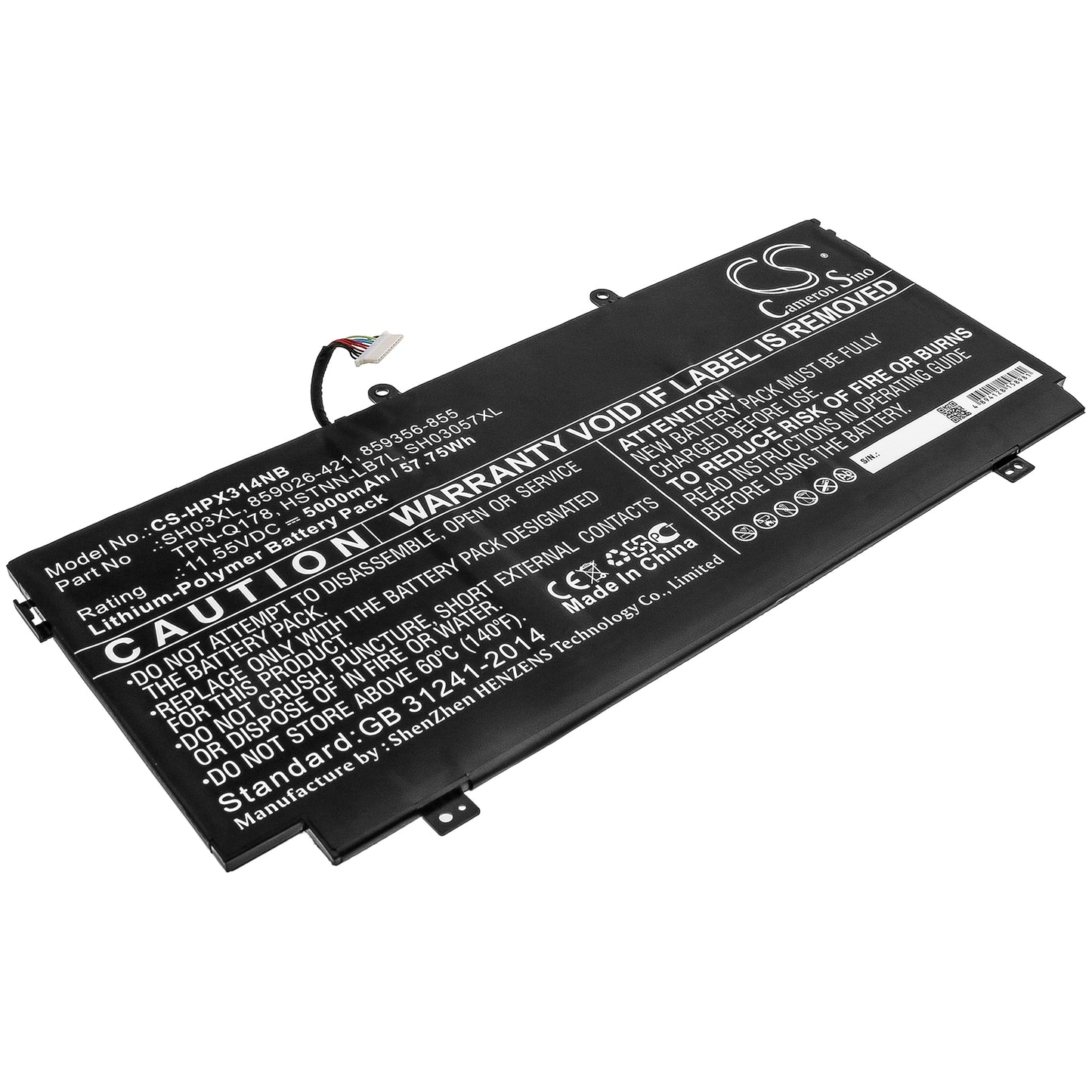 Cameron Sino SH03XL, 859026-421, 859356-855, TPN-Q178, HSTNN-LB7L, SH03057XL Battery Replacement [CS-HPX314NB]