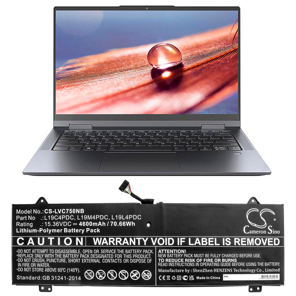 Cameron Sino Lenovo Yoga 7 14 Yoga 14C Yoga C750 L19C4PDC L19M4PDC Battery Replacement [CS-LVC750NB]