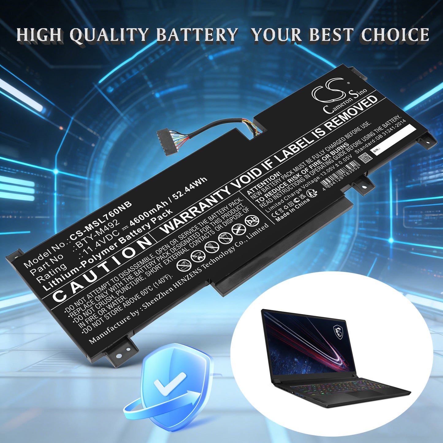 Cameron Sino BTY-M492 Battery Replacement [CS-MSL760NB]