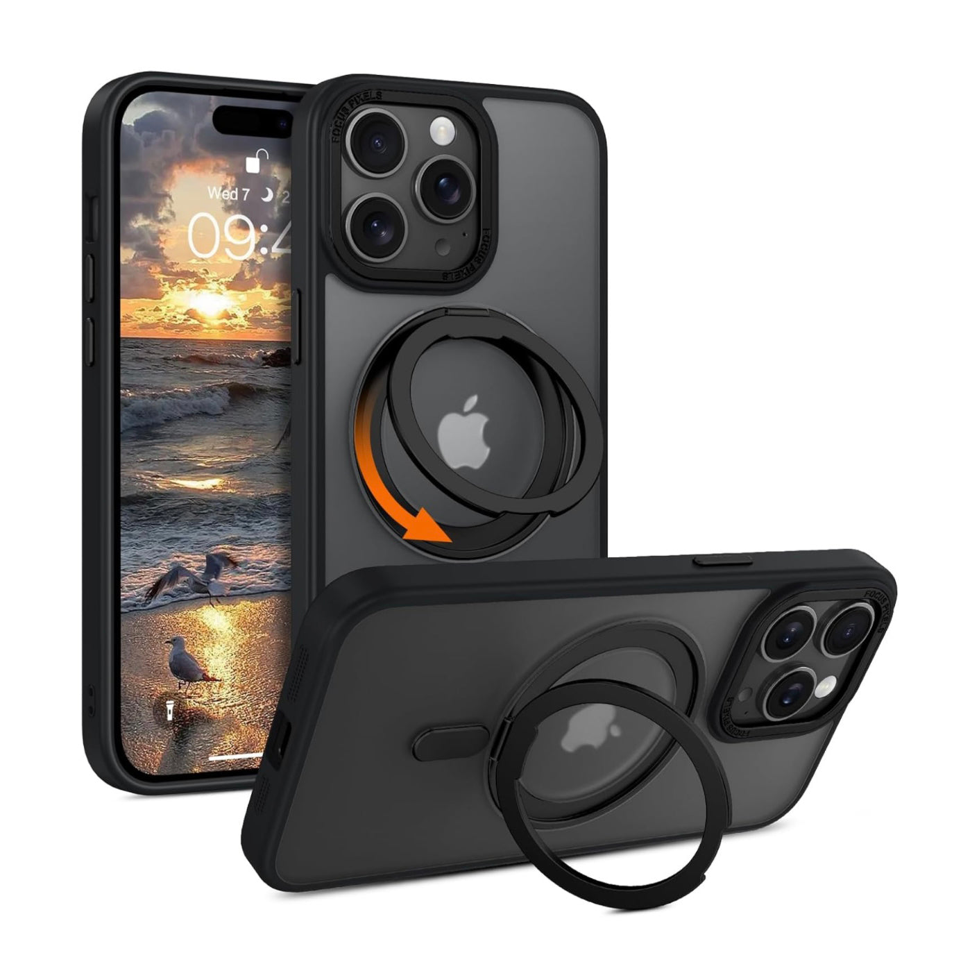For iPhone 16 15 14 Pro Max Plus Magnetic MagSafe Phone Shockproof Case Ring Stand Cover