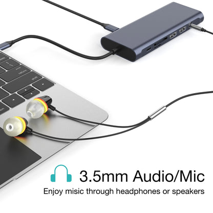 13 in 1 USB Type-C Hub USB3.0 HDMI VGA Audio AUX Ethernet SD TF Adapter Laptop