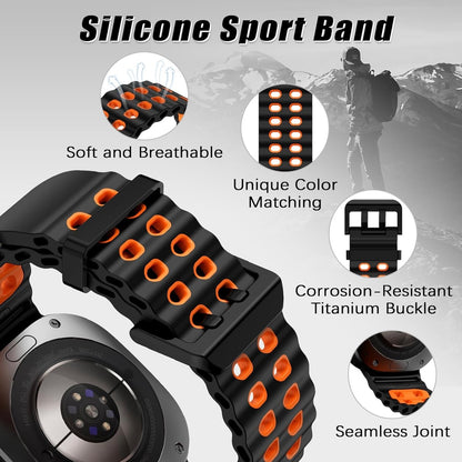 Rugged Breathable Sport Band Soft Silicone Waterproof For Samsung Galaxy Watch Ultra 47mm - Orange