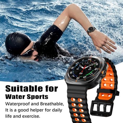 Rugged Breathable Sport Band Soft Silicone Waterproof For Samsung Galaxy Watch Ultra 47mm - Orange