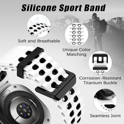 Rugged Breathable Sport Band Soft Silicone Waterproof For Samsung Galaxy Watch Ultra 47mm - White