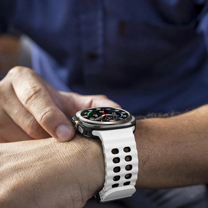 Rugged Breathable Sport Band Soft Silicone Waterproof For Samsung Galaxy Watch Ultra 47mm - White