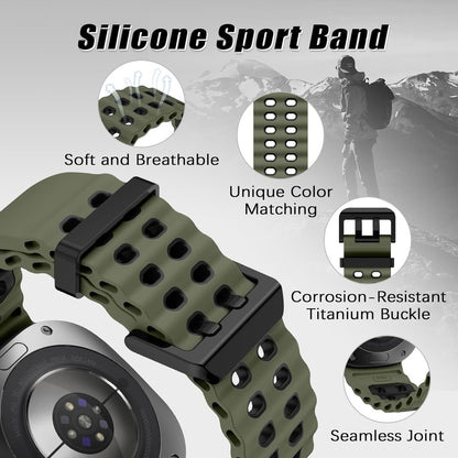 Rugged Breathable Sport Band Soft Silicone Waterproof For Samsung Galaxy Watch Ultra 47mm - Green