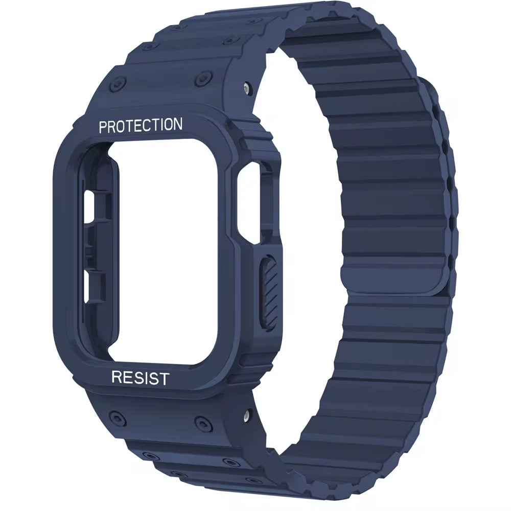 Magnetic Strap For Apple Watch Ultra 49mm Band With Bumper Case Silicone Rugged Sport Band