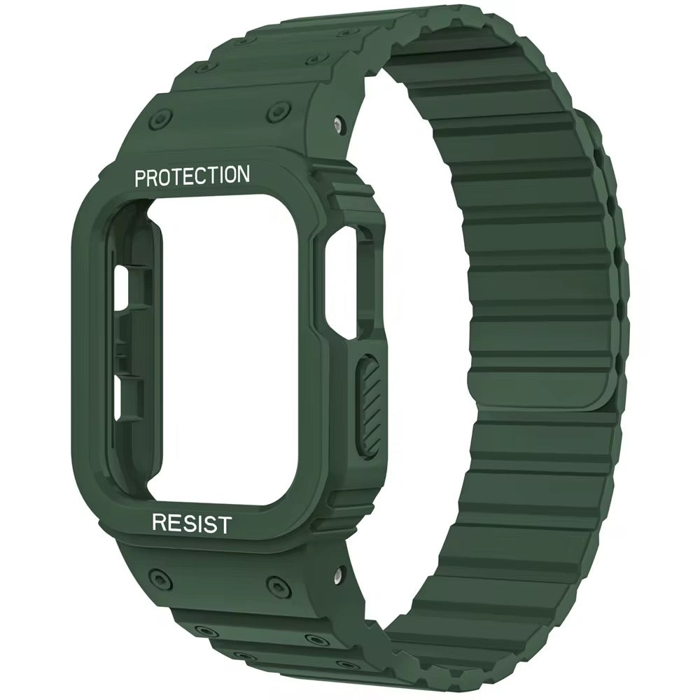 Magnetic Strap For Apple Watch Ultra 49mm Band With Bumper Case Silicone Rugged Sport Band