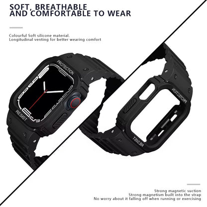 Magnetic Strap For Apple Watch Ultra 49mm Band With Bumper Case Silicone Rugged Sport Band